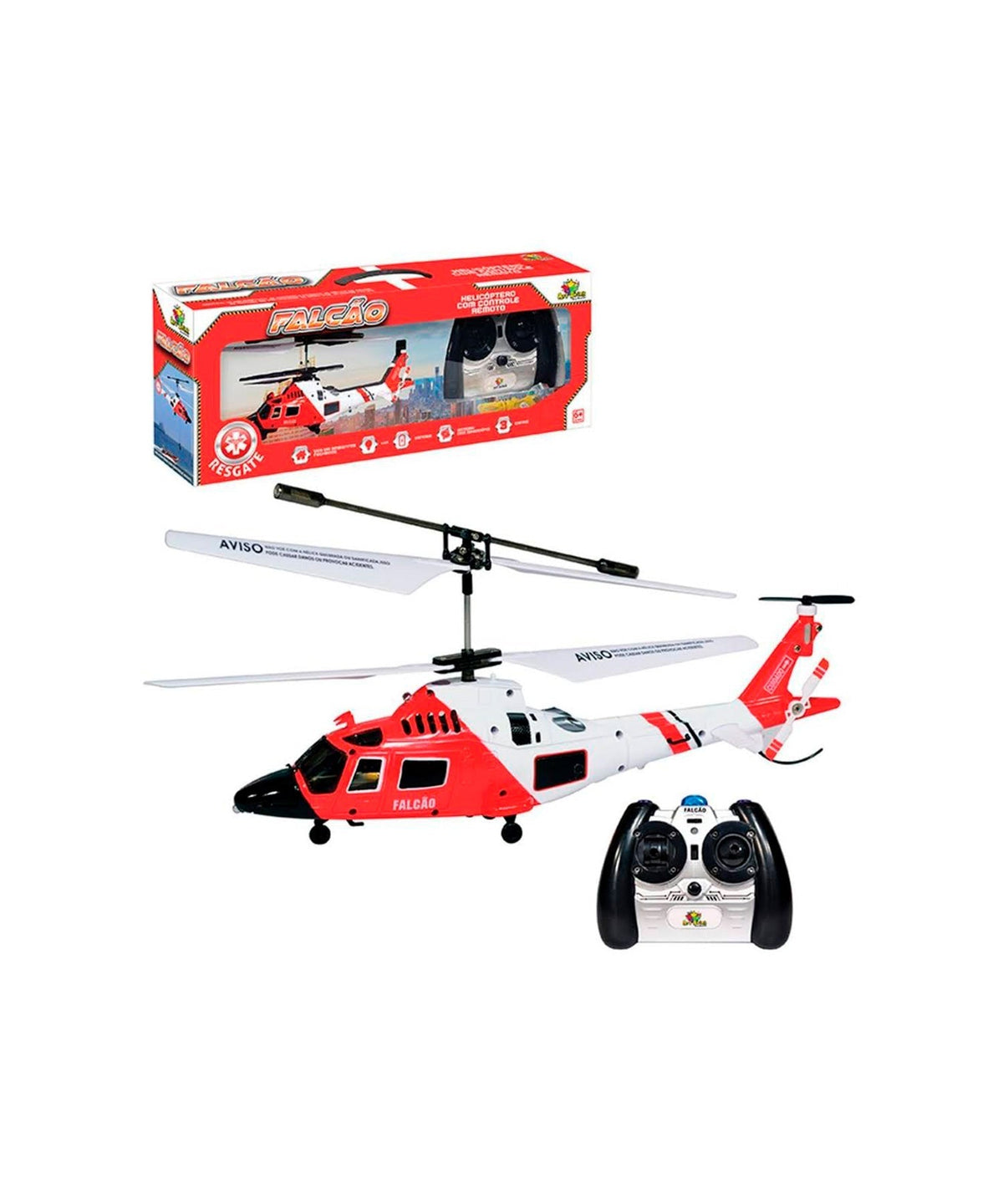 Helicóptero De Controle Remoto Falcão 3 Canais - Zein Com Giroscópio e Luzes