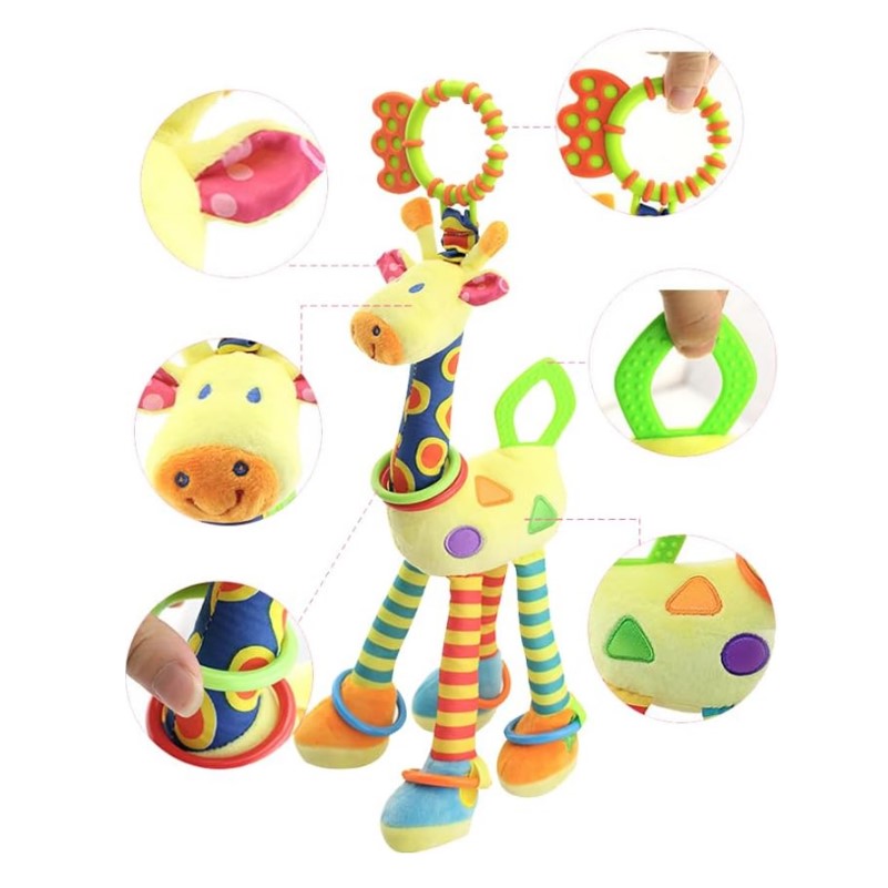 Chocalho Mordedor Girafa Amarelo - Shiny Toys