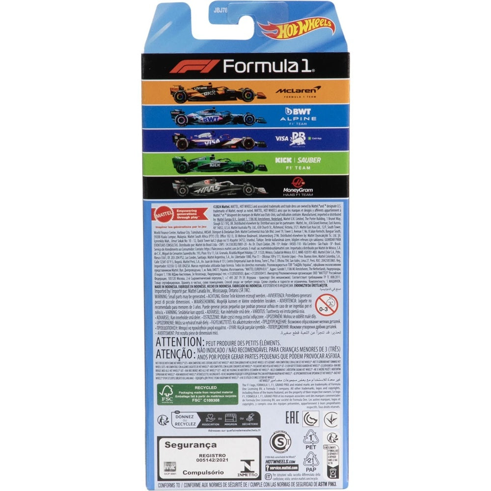 Pack 5 Hot Wheels Formula 1 JGF58 - Mattel