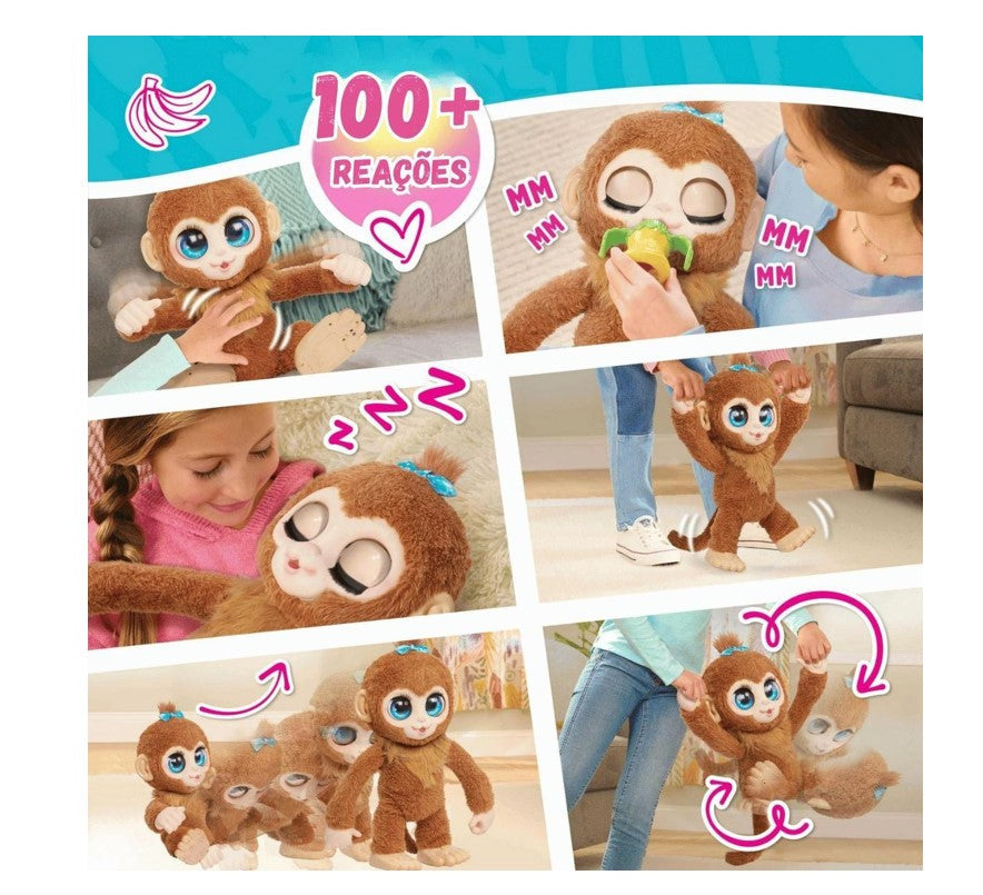 Pelúcia Interativa Macaco Peanut 38cm Com Som - Sunny
