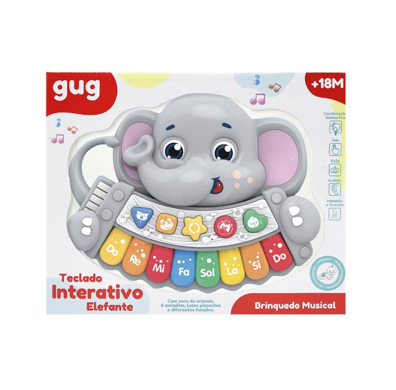 Teclado Musical Infantil Elefante Colorido - Shiny Toys