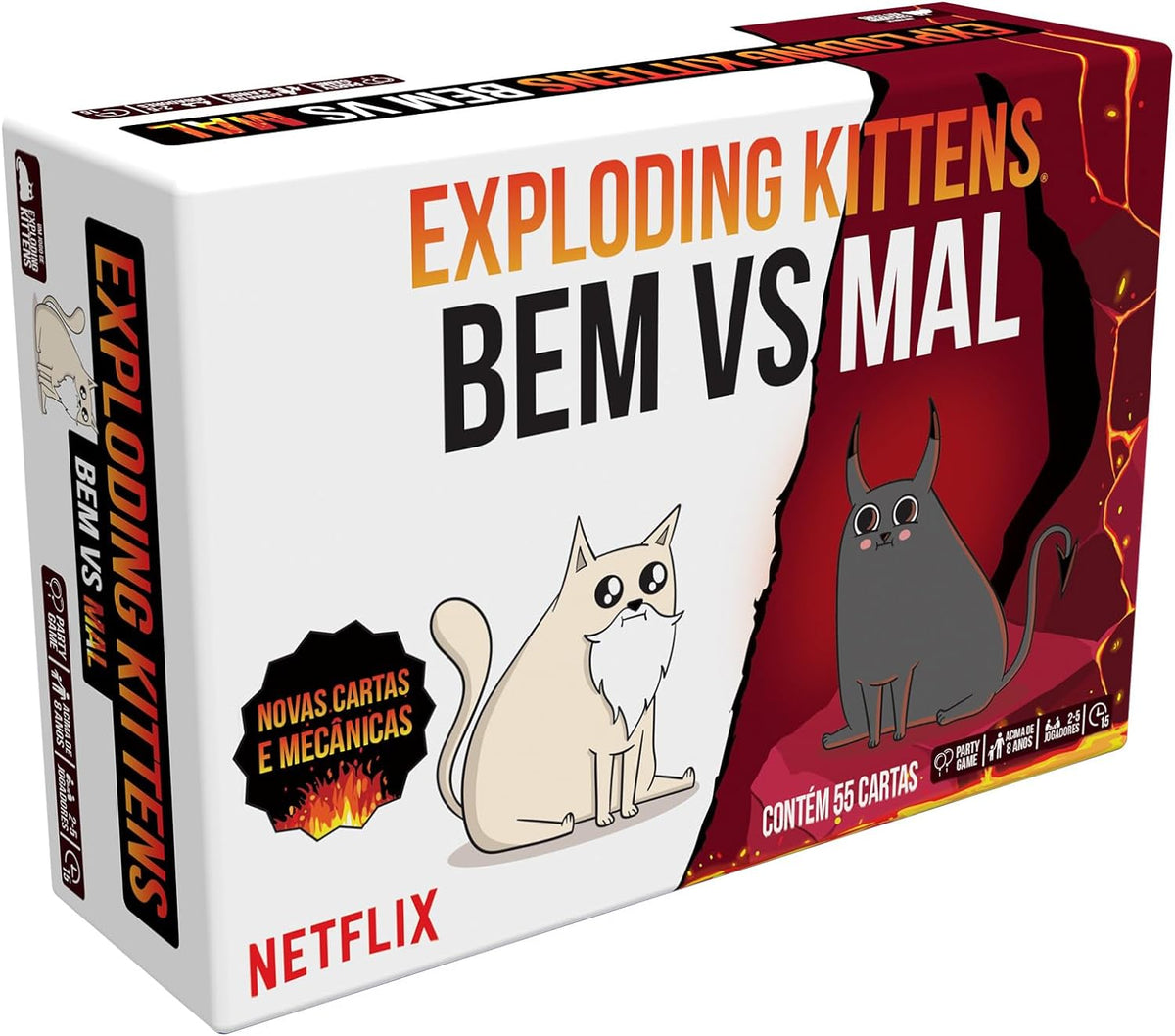 Jogo de Cartas Exploding Kittens Bem vs Mal - Galápagos
